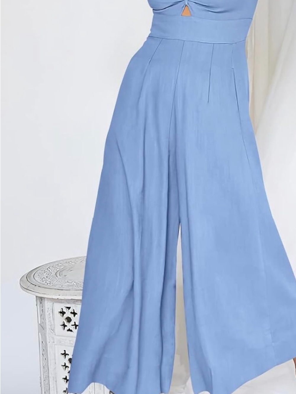Light Blue Women's V-Neck Jumpsuit